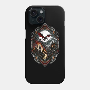 The Dragon Attacks the Town by the Lake - Fantasy Phone Case