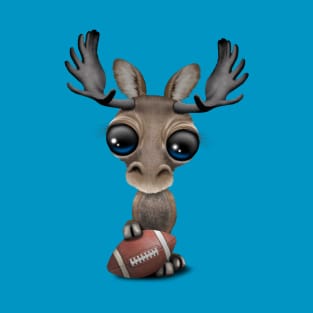 Cute Baby Moose Playing With Football T-Shirt
