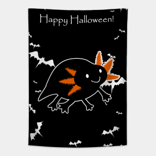 Happy Halloween - Black Axolotl Tapestry