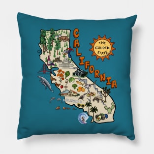 California State Map with Pictures Pillow