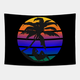 Dreamy Synthwave Silhouette Tapestry