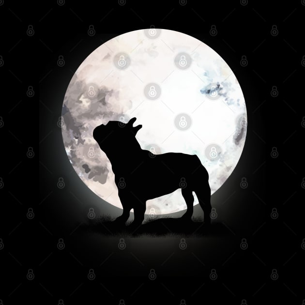 French Bulldog Dog Frenchie Bulldog and moon by Collagedream