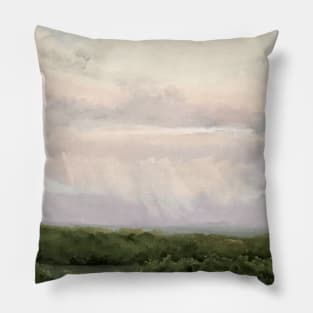 Pink Rain Cloud Oil on Canvas Pillow