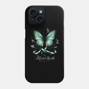 Womens Mental Health Awareness Butterflies Green Ribbon Girl Phone Case