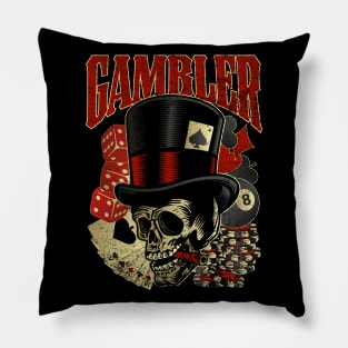 Gambler Skull Pillow