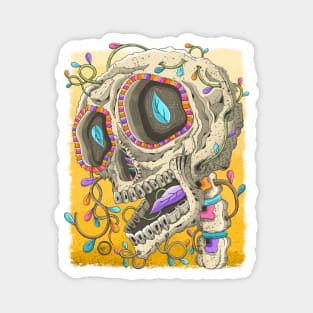 Realistic Colorful Skull - Dia De Los Muertos -The Fall Colors Skull Magnet