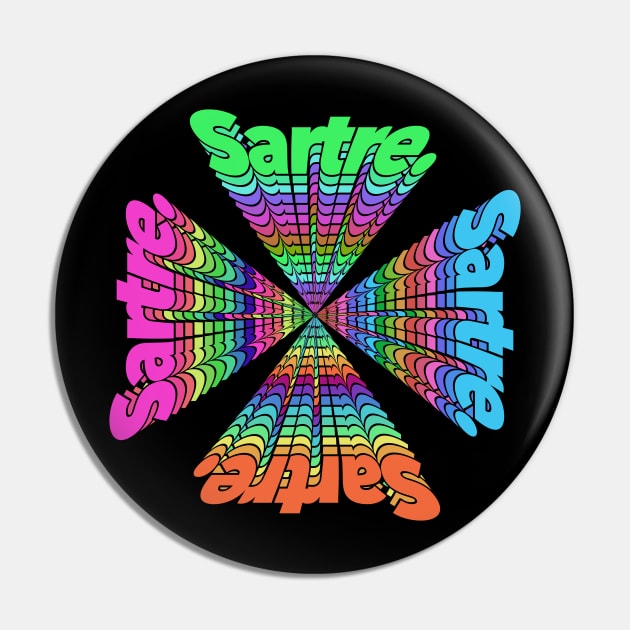 Jean Paul Sartre Kaleidoscope Typographic Design Pin by DankFutura