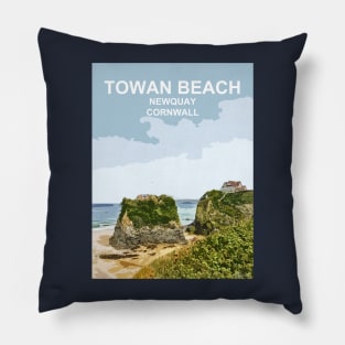 Towan Beach Newquay Cornwall. Cornish gift. Travel poster Pillow