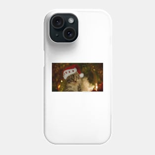 Cat with Christmas hat on Phone Case