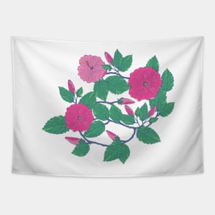 Pink Hibiscus Flowers Tapestry