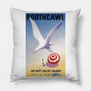 Porthcawl, Wales - BR - Vintage Railway Travel Poster - 1952 Pillow