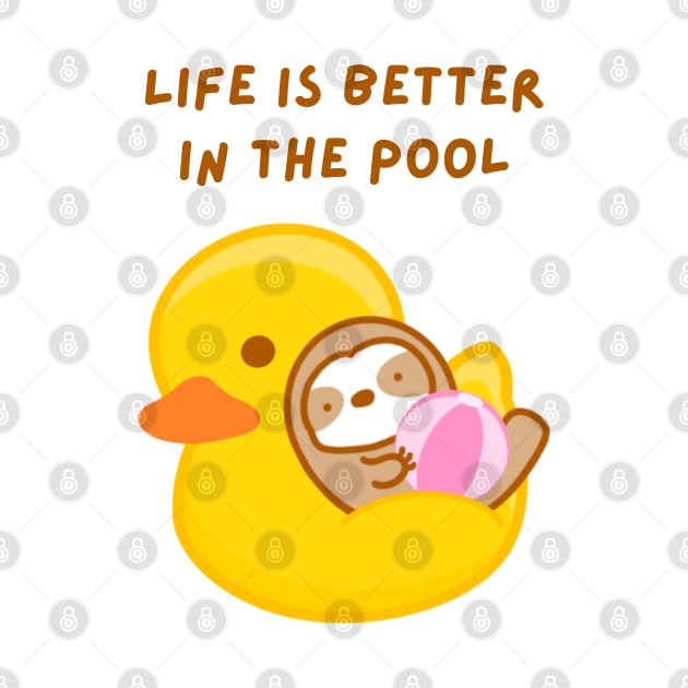 Life is Better in the Pool Rubber Duckie Float Sloth by theslothinme