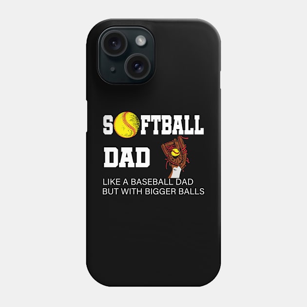 Softball Dad like A Baseball but with Bigger Balls Phone Case by Marcekdesign