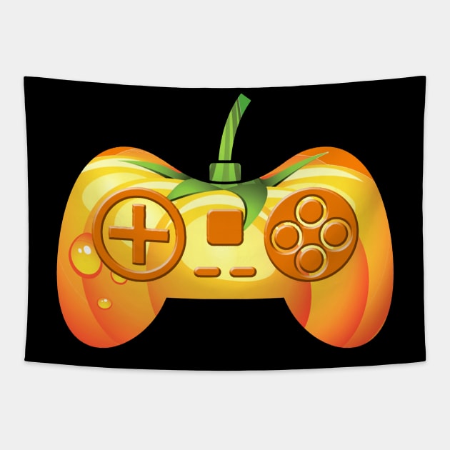 Halloween Video Game Pumpkin T Shirt Funny Costume Gamer Tapestry by jrgenbode