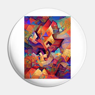 Colorful Distorted Squares Pin