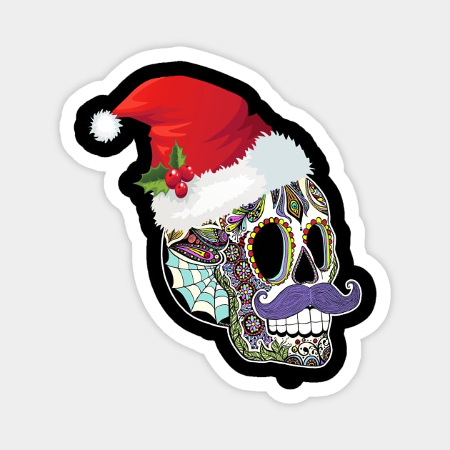 Day Of The Dead Christmas Santa Hat Sugar Skull Party Magnet by mazurprop