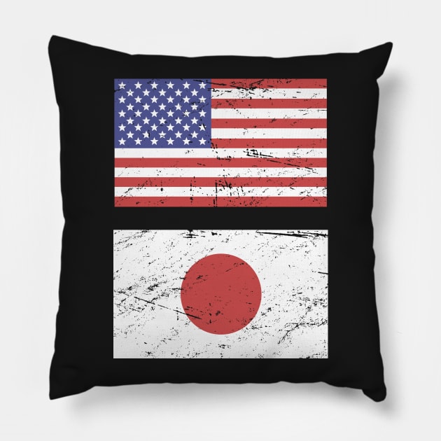 United States Flag & Japan Flag Pillow by MeatMan