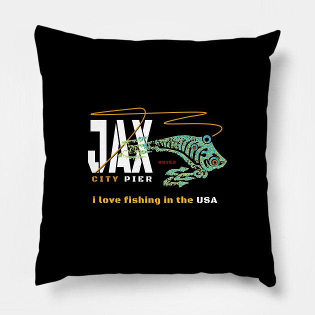 JAX City Pier, Jacksonville Beach Pier Pillow by The Witness