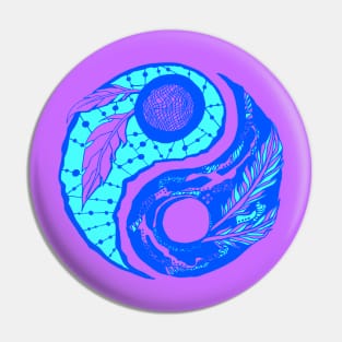 Blue Feathers Yin Yang Pin