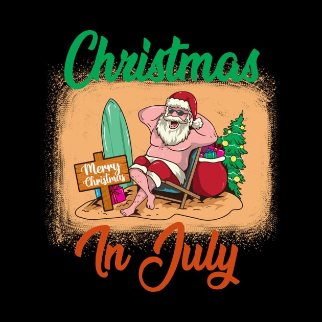 Christmas In July Funny Santa Summer Beach Vacation by Kagina