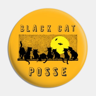 Halloween Superstition Black Cat Posse with Bats Pin