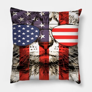 Cat Ameowica American Flag 4th Of July Patriotic Pillow