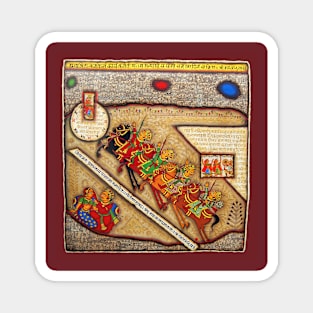 Phad painting, Indian folk art, watercolor painting Magnet