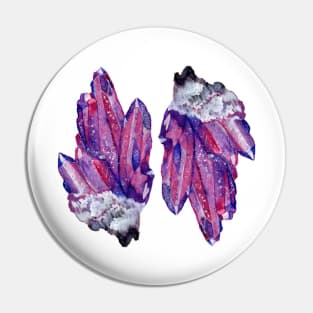 reflected watercolor crystal cluster Pin