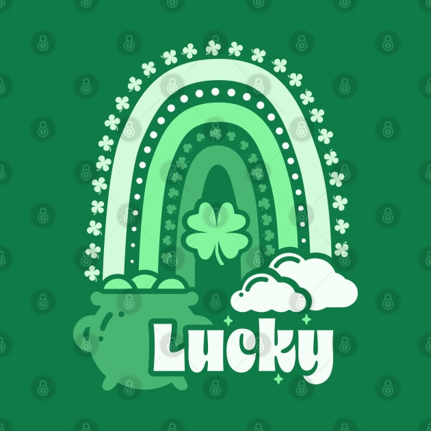 Lucky Clover Boho Rainbow Leading To A St Patrick's Leprechaun Pot Of Gold by ChattanoogaTshirt