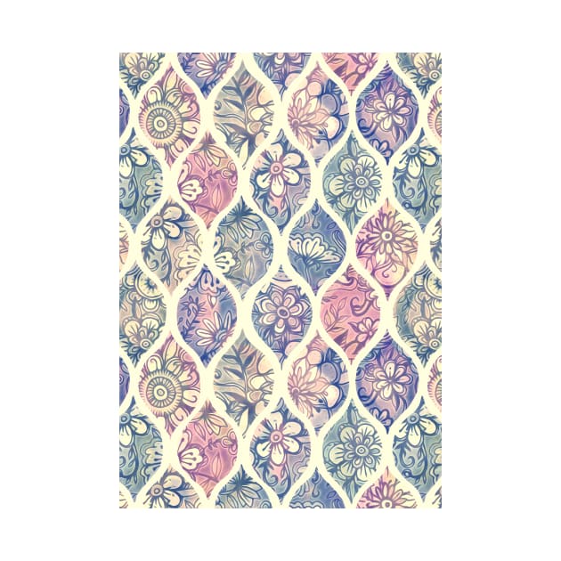 Patterned & Painted Floral Ogee in Vintage Tones by micklyn