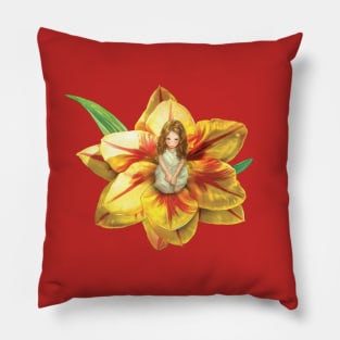 Thumbelina, A girl in blom Pillow