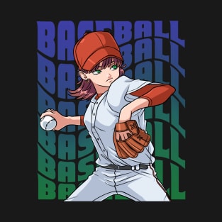 Baseball Player Boys Girls Youth Female Outfielder Sports T-Shirt