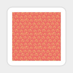 Doodle flowers yellow on a coral background Magnet