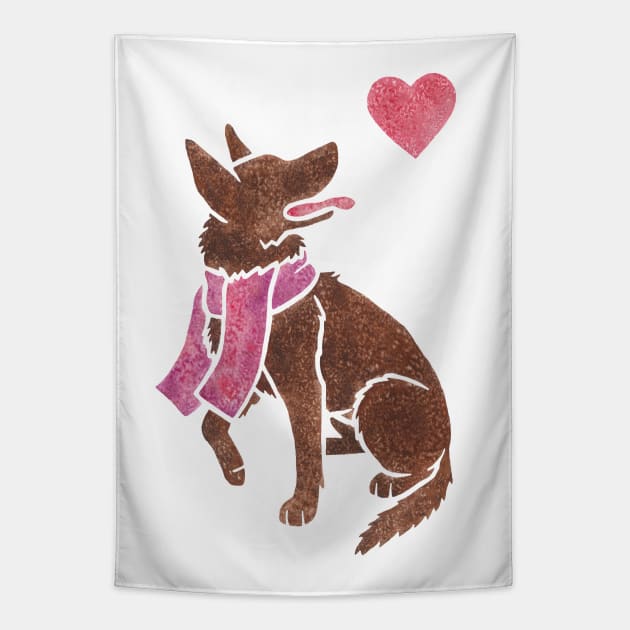 Watercolour Kelpie Tapestry by animalartbyjess