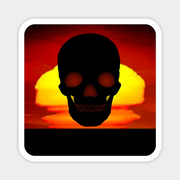 Sunset Silhouette Human Skull Magnet by Victopia