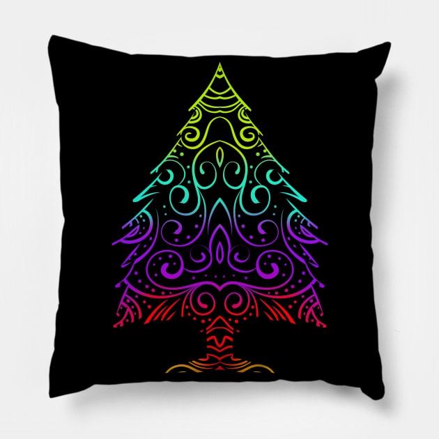 Colorful Ornament Christmas Tree For Christmas Pillow by SinBle