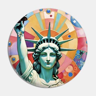 Gustav Klimt's Liberty Illuminated: Inspired Statue of Liberty Pin