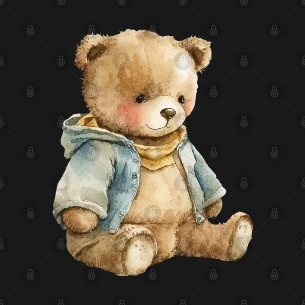 Watercolor Teddy Bear by AI Art Originals