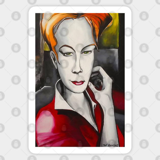 Lady In Red Lady Woman Portrait Paint Red Sticker Teepublic