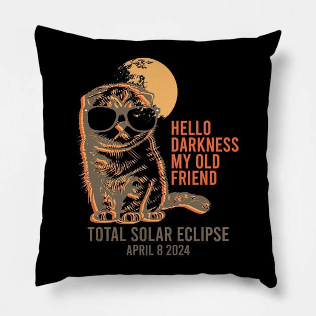 Hello Darkness My Old Friend Solar Eclipse April 08 2024 Pillow by semrawud