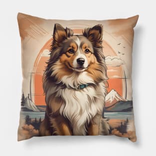 Shetland Sheepdog in the Mountains Pillow