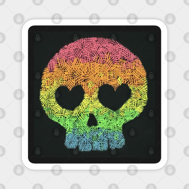 Kawaii Rainbow Skull Magnet by Phosfate