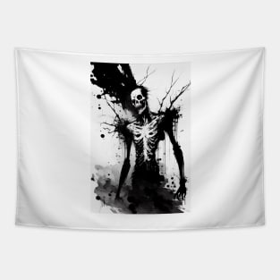 Scary Inky Skeleton Tapestry