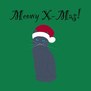 Meowy X-mas santa hat - grey T-Shirt