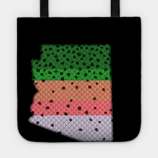 Trout Fishing Rainbow Trout Pattern Arizona State Map Tote