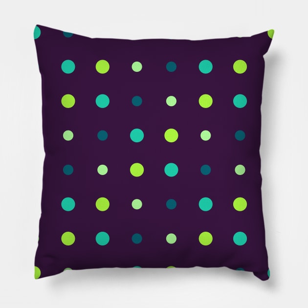 Purple, turquoise and green dots Pillow by erichristy