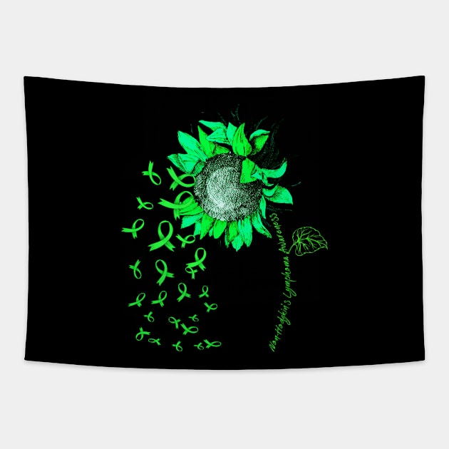 NON-HODGKIN'S LYMPHOMA AWARENESS Sunflower Green Ribbon Tapestry by vamstudio