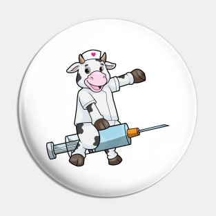 Cow as Nurse with Heart & Syringe Pin