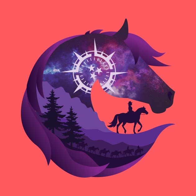 Horse Head Trail Riding Silhouette • Galaxy by FalconArt