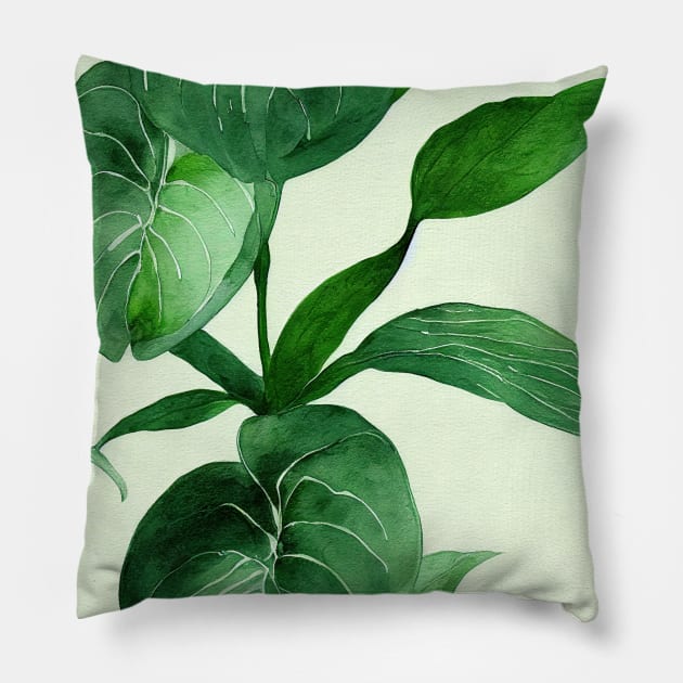 Pothos leaves pattern Pillow by etherElric